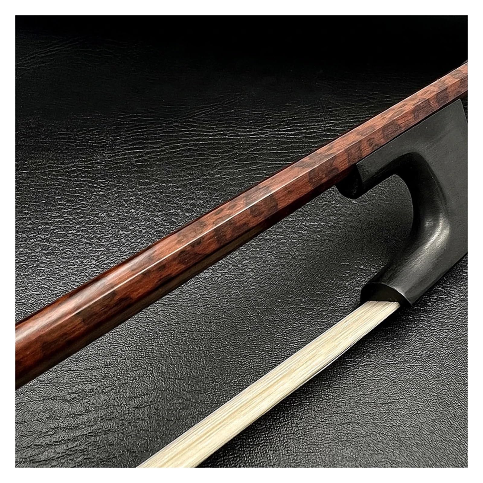 Barock-Kontrabass im deutschen Stil, 3/4-Bogen, Schlangenholz-Buchstabenholz-Bassbogen, weißer Rosshaar-Schachtelhalm, Bassteil-Zubehör(Snakewood 1)