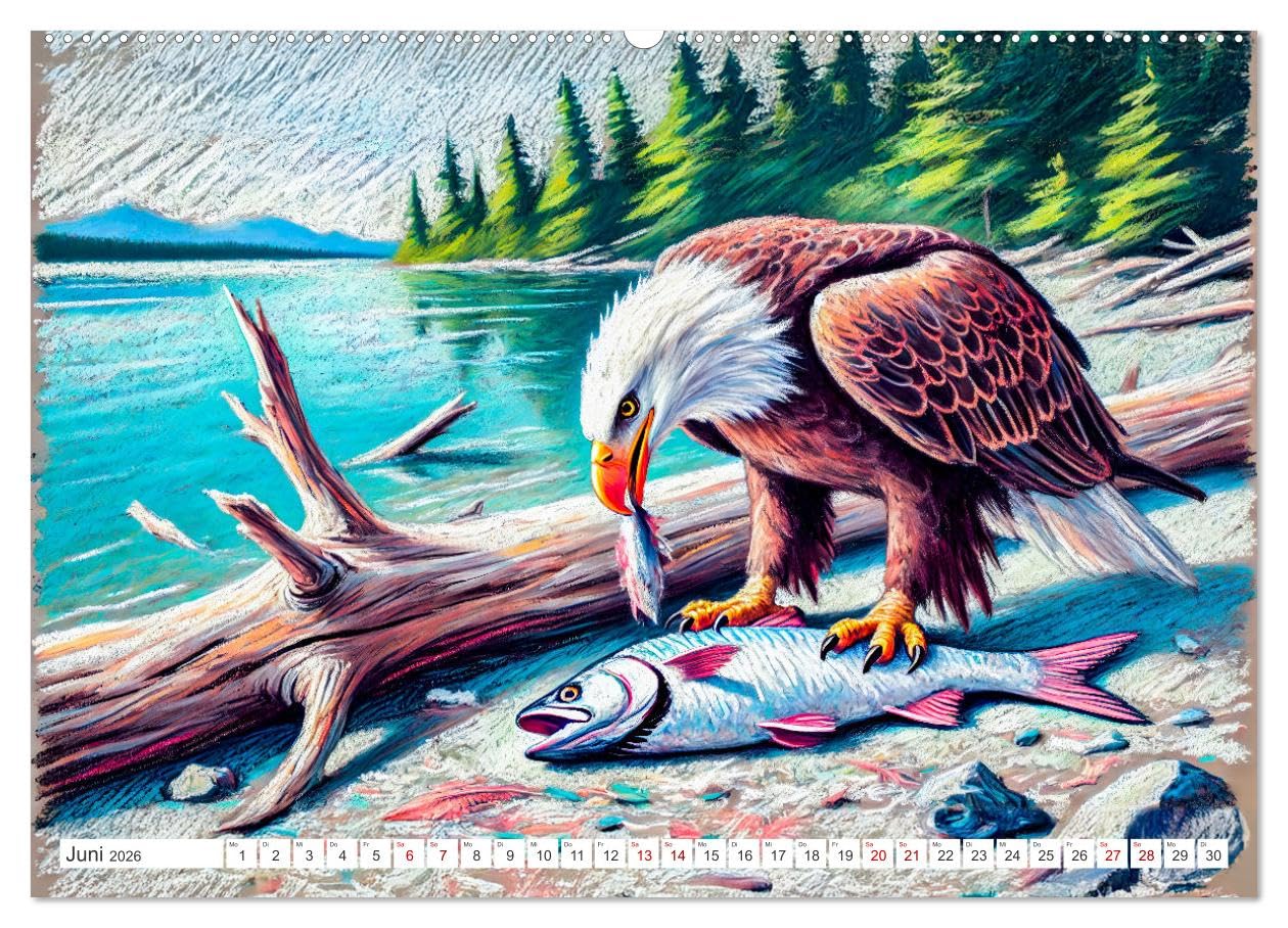 Der Ruf des Adlers - Majestätischer König der Lüfte in Aktion (hochwertiger Premium Wandkalender 2026 DIN A2 quer), Kunstdruck in Hochglanz: ... im Flug und auf der Jagd (CALVENDO Tiere)