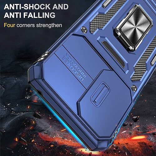 Miniatura 6 de Compatible con Motorola Moto Edge Plus 2022 cubierta híbrida resistente para lente de cámara deslizante con soporte giratorio funda magnética para