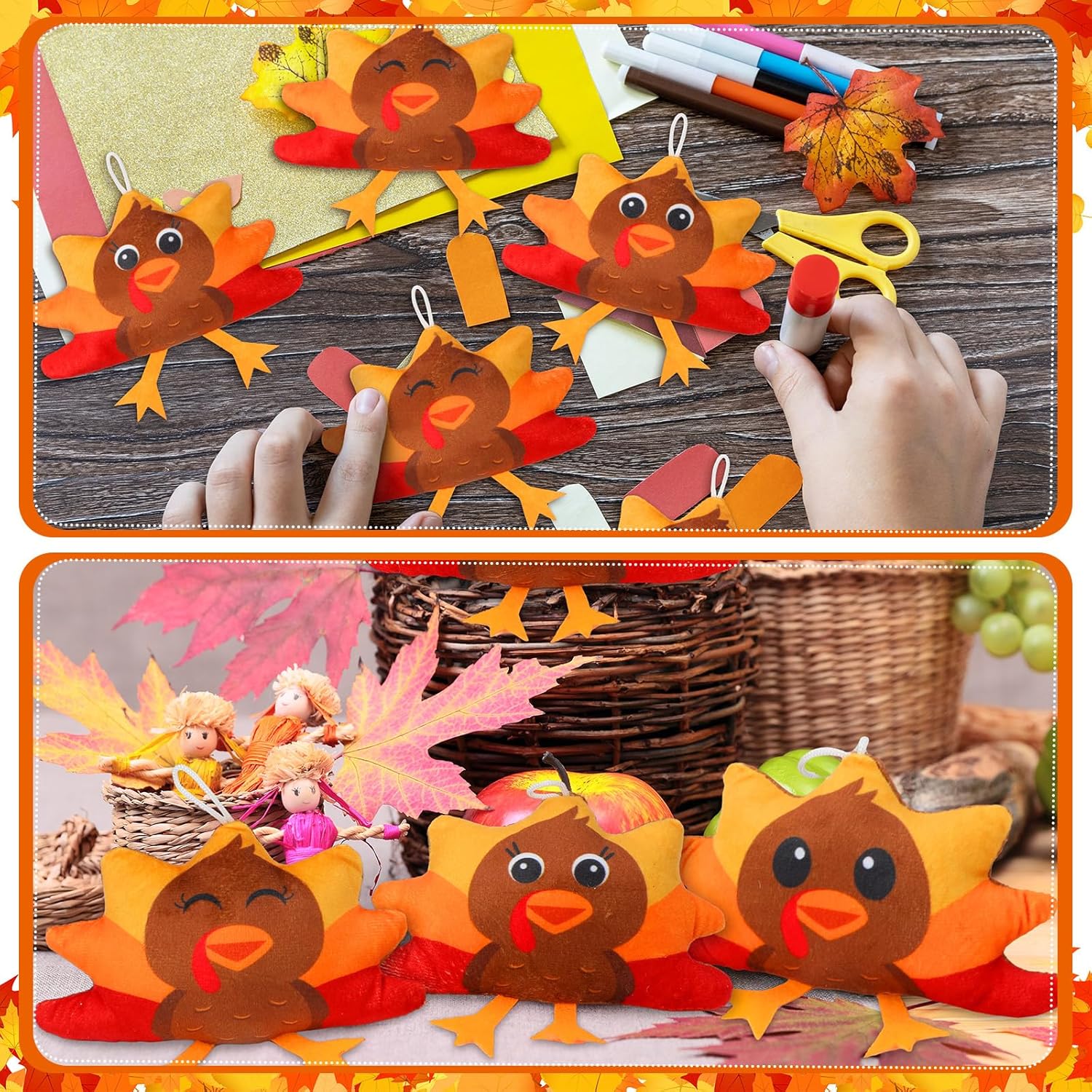 Blueweenly 16 Pcs Thanksgiving Turkey Plush Stuffed Animal Bulk 4.5 Inch Mini Plush Turkey Toy Gifts Set Small Cute Soft Stuffed Toys for Kids Adults Fall Thanksgiving Party Favors Home
