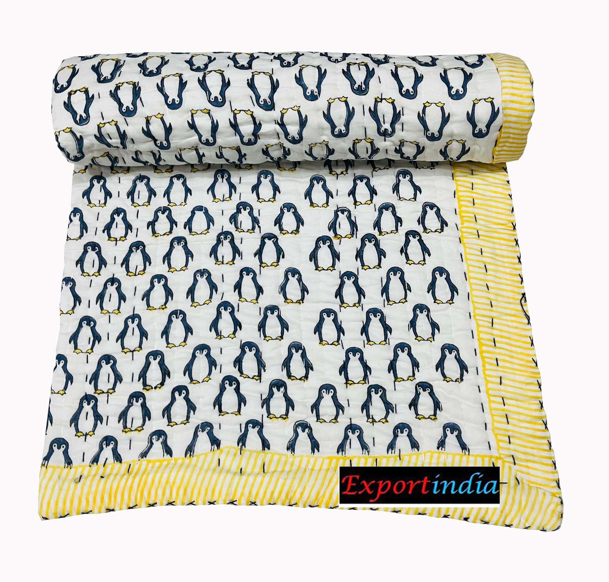 Generic Exportindia 100% Cotton Baby Quilt New Hand Block Print Baby Quilt Soft Warm Cotton Baby Quilt Warm Quilt