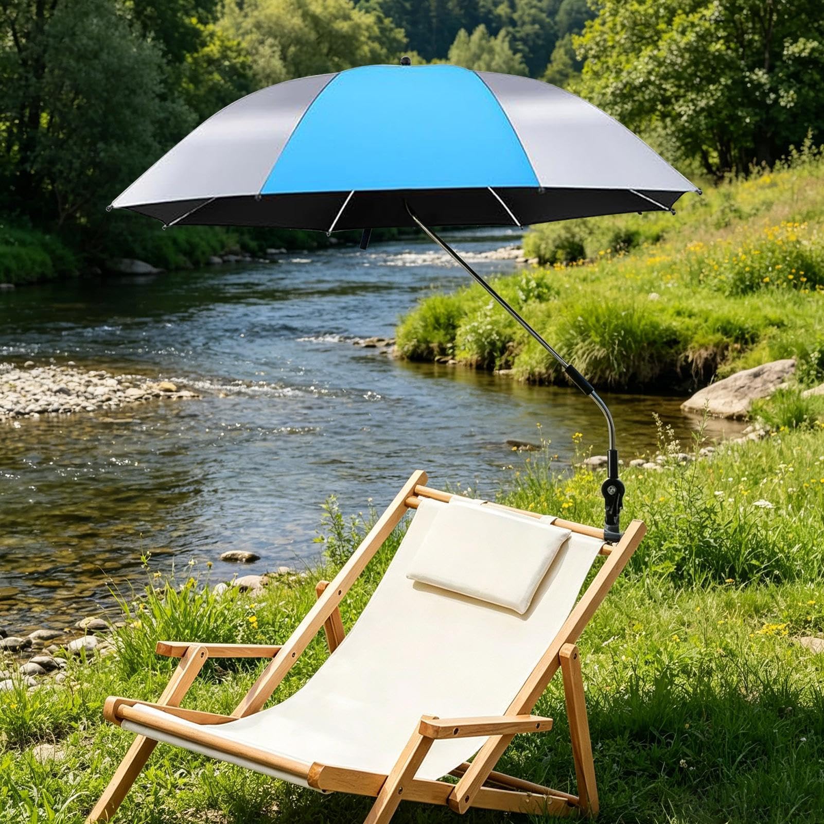 Parasol na krzesło z zaciskiem Regulowany daszek przeciwsłoneczny mocowany | Zewnętrzny parasol przeciwsłoneczny z zaciskiem wakacje na plaży, patio, ogród, podwórko, na świeżym powietrzu,