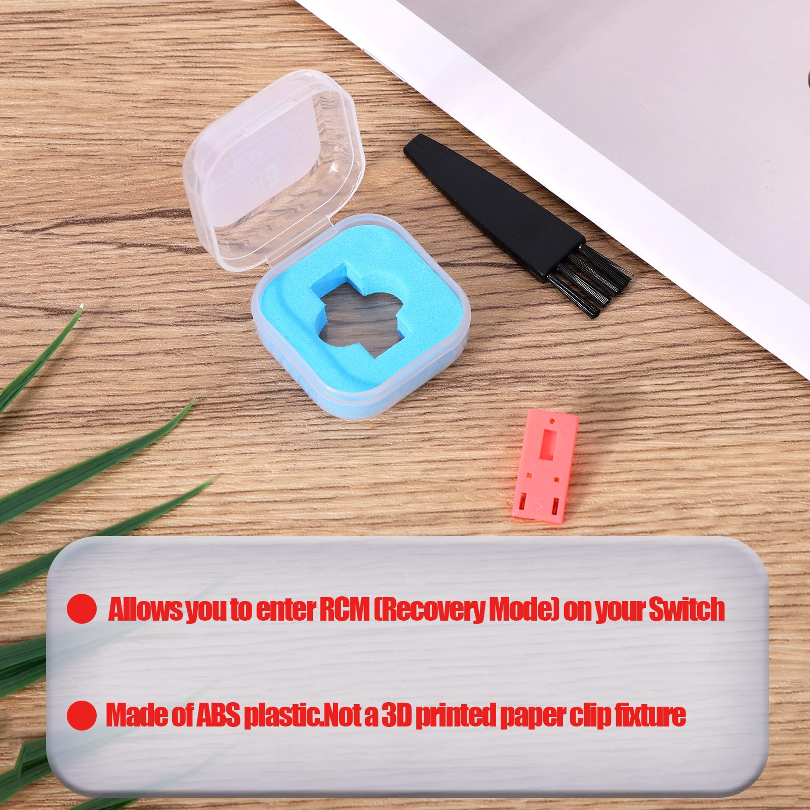 BTFO Jig RCM Compatible con Switch Consola, Loader RCM de Plástico Herramienta Cortocircuito Plantilla con Cepillo Limpieza Polvo para Accesorios Recuperación de Consolas Videojuegos