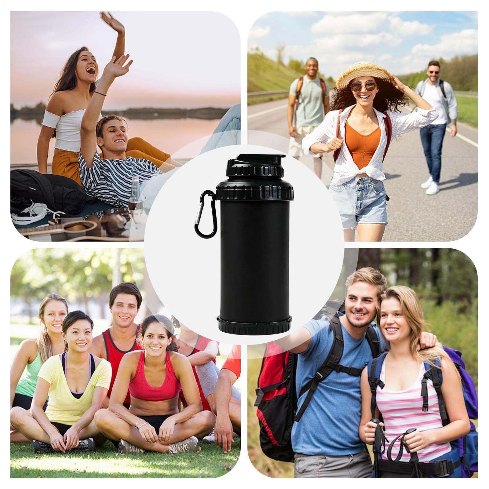 Bouteille d'eau en silicone anti-fuite de 750 ml avec paille | Bouteille d'hydratation légère et pliable pour randonnée, camping, randonnée, cyclisme, course à pied, escalade, gym