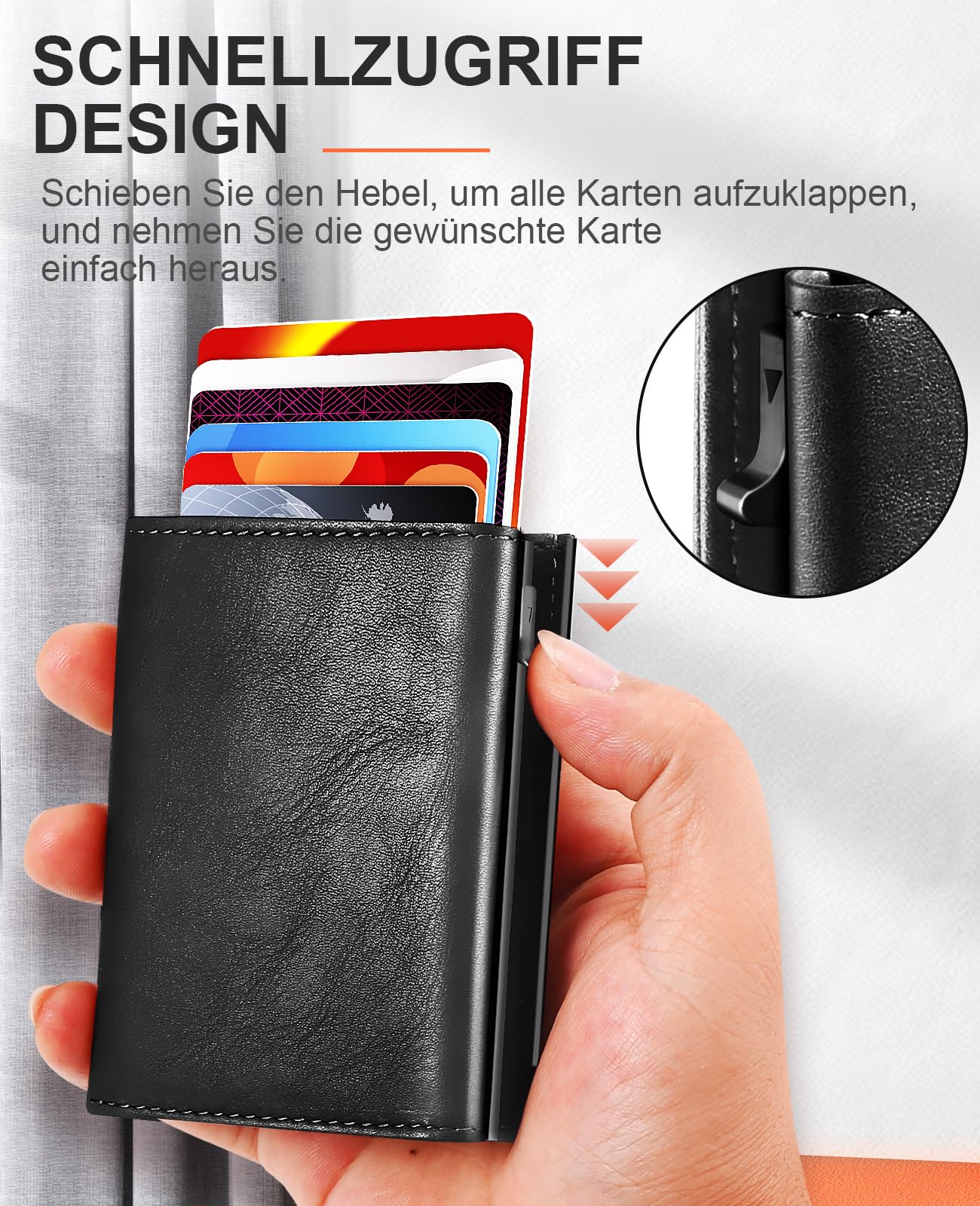 UNOSEKS Portafoglio da uomo – Portafoglio da uomo con protezione RFID, sottile portafoglio con scomparto per monete, Smart Wallet, Nero