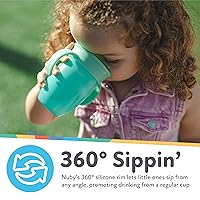 Vista 3 de Nuby Wonder Cup - Spill-Proof Toddler Sippy Cups - (3 Pack) 5 oz - Sip from All Sides - Leak Resistant - Spoutless Transition Cup - Aqua/Purple/Pink