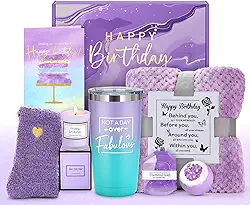 Presentes de aniversário para mulheres, presentes roxos para mulheres, cestas de presente de aniversário exclusivas para mulheres, caixa de aniversário para mulheres, amizade, mãe, irmã, melhor amiga,