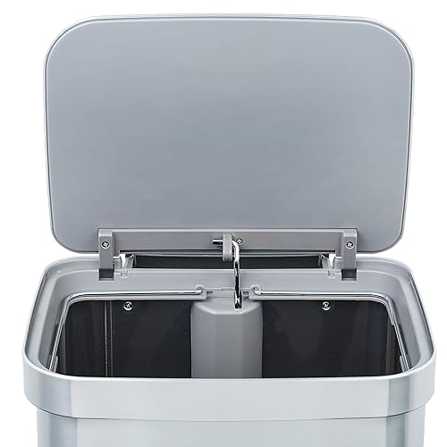 Miniatura 8 de Glad Bote de basura de acero inoxidable con protección contra olores Clorox  Cubo de basura de metal grande con tapa de cierre suave pedal de pie y