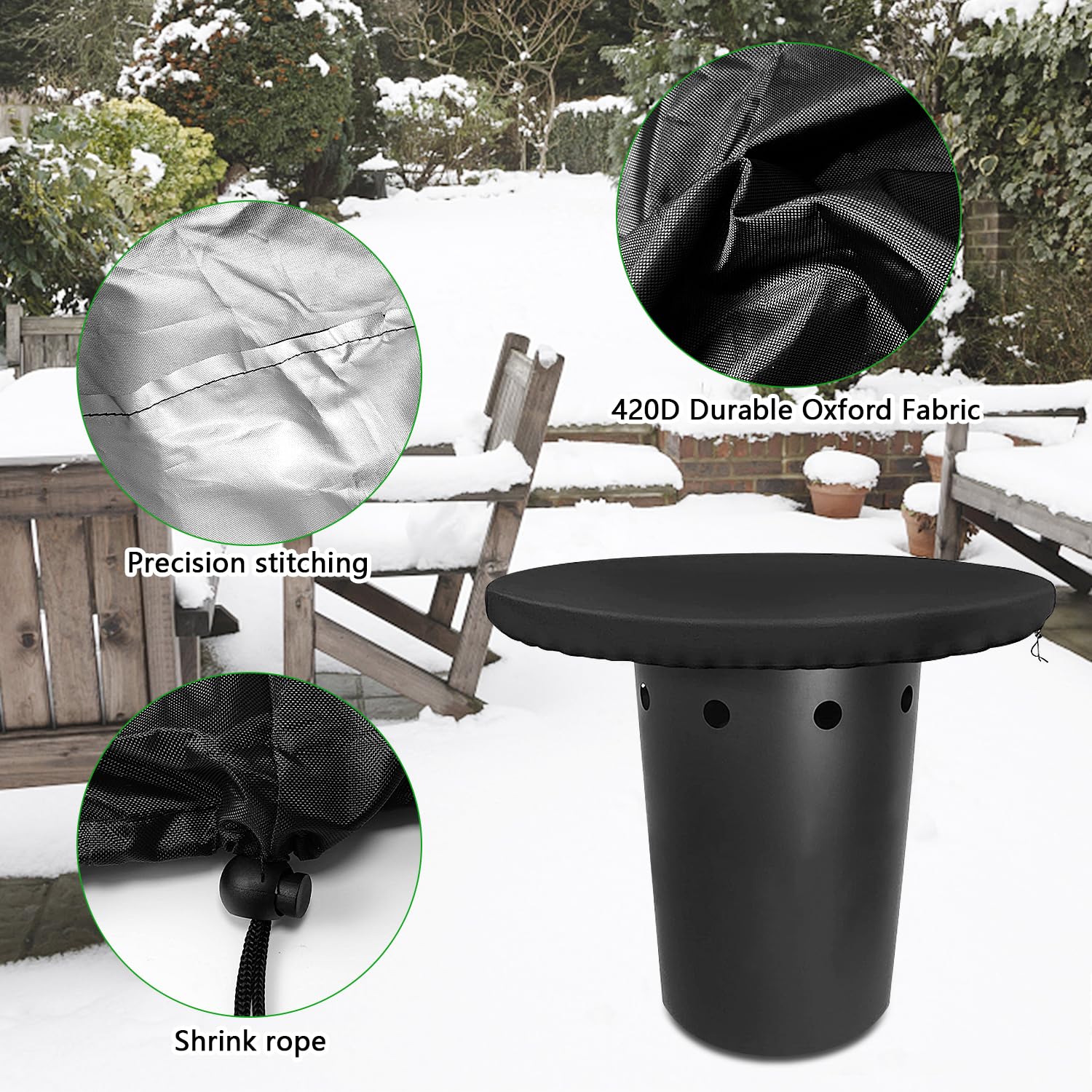 Feuerplatte Abdeckung 420D Wasserdicht - Schutzhülle Für Grillplatte ø 100cm