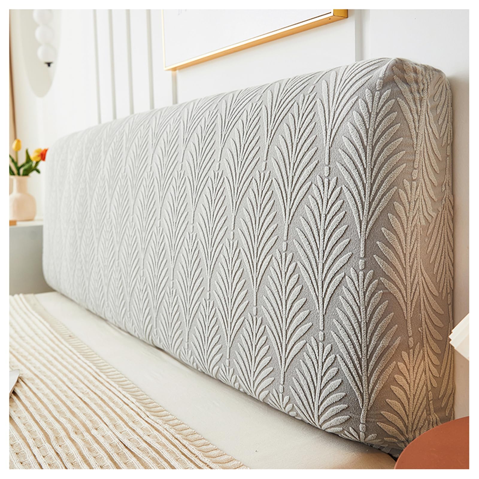 Gofohimi Light Grey Bedroom Decoration Bed Headboard Slipcover Covers,All-Inclusive Stretch Headboard Cover Queen King Size Headboard Slipcover Protector With Elastic Band,,150Cm