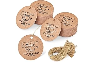 SallyFashion - Elegant Brown Paper Thank You Gift Tags with Jute Twine...