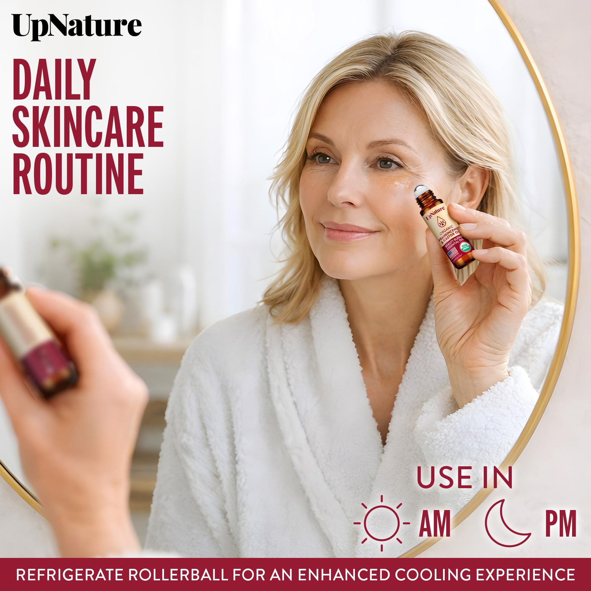 UpNature Organic Castor Oil and Frankincense Eye Roller – 100% Organic Castor Frankincense Oil for Face - Puffy Eyes Beauty Roll On