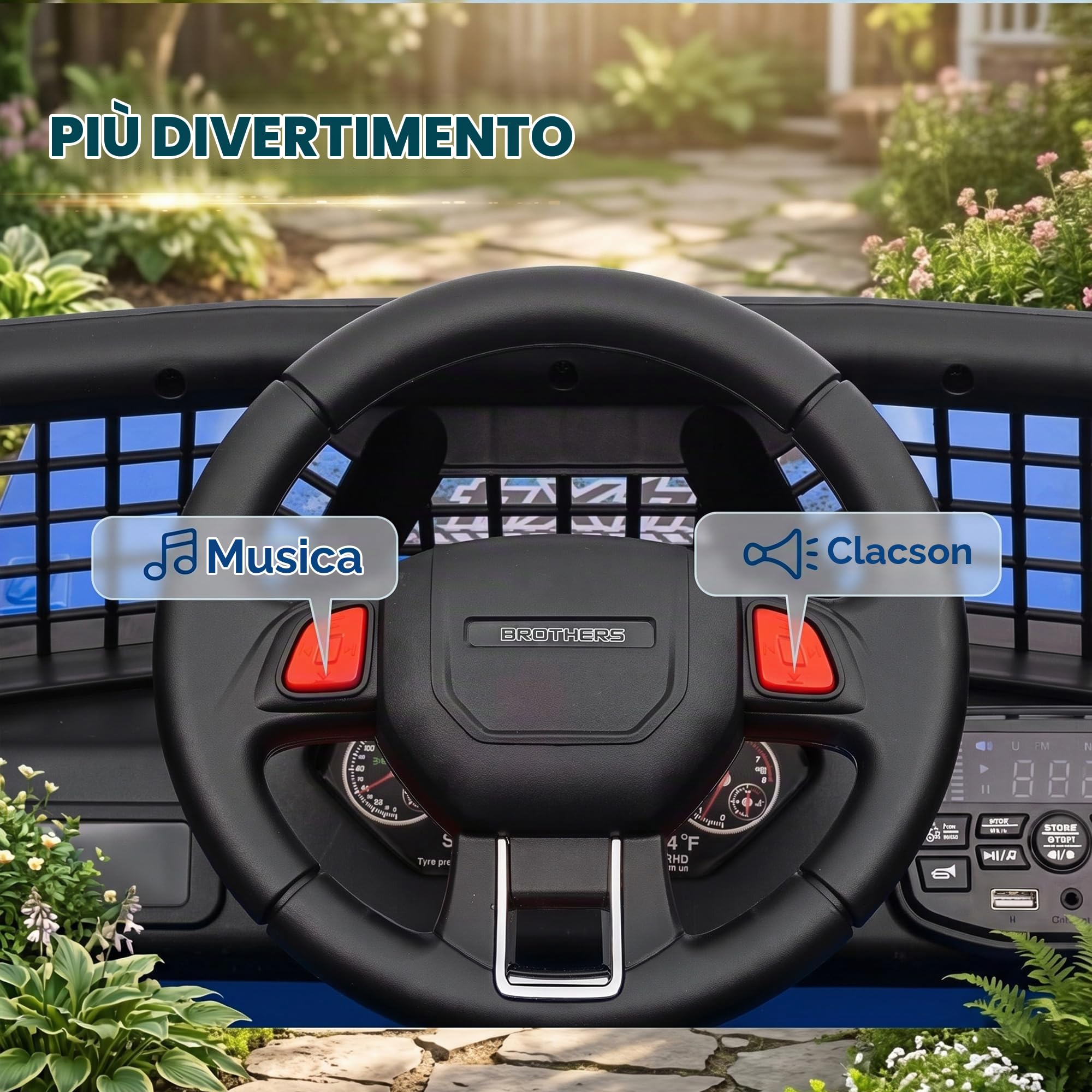 AIYAPLAY Macchina per Bambini Fuoristrada 12V con Doppio Motore Blu