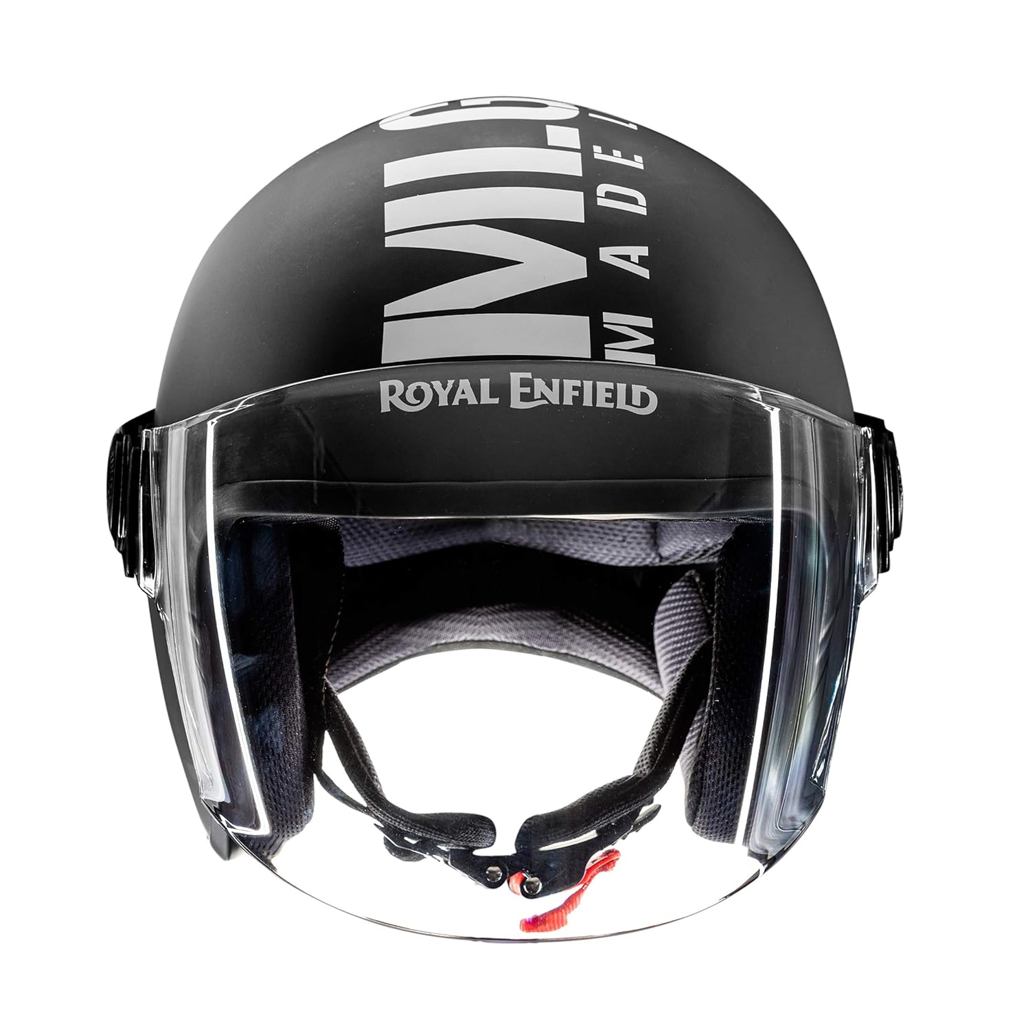Royal Enfield Open Face MLG Helmet with Clear Visor Matt Black & White