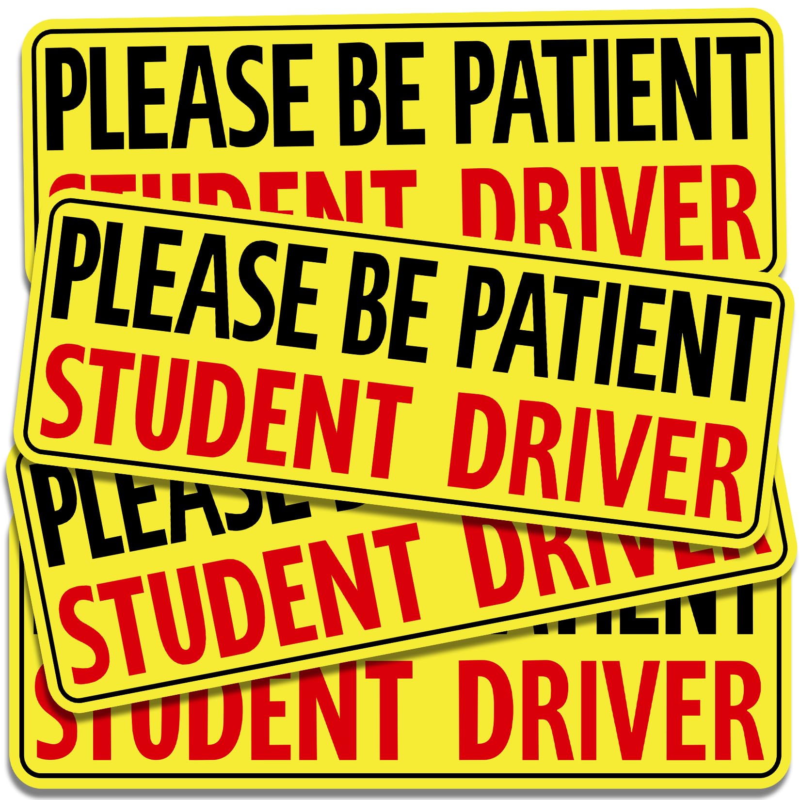 PSLER Student Driver Magnet for Car, be Patient Student Driver Magnet Boys and Girls New Student Driver Sticker Safety Warning Reflective Signs Reusable Movable 4 Pcs