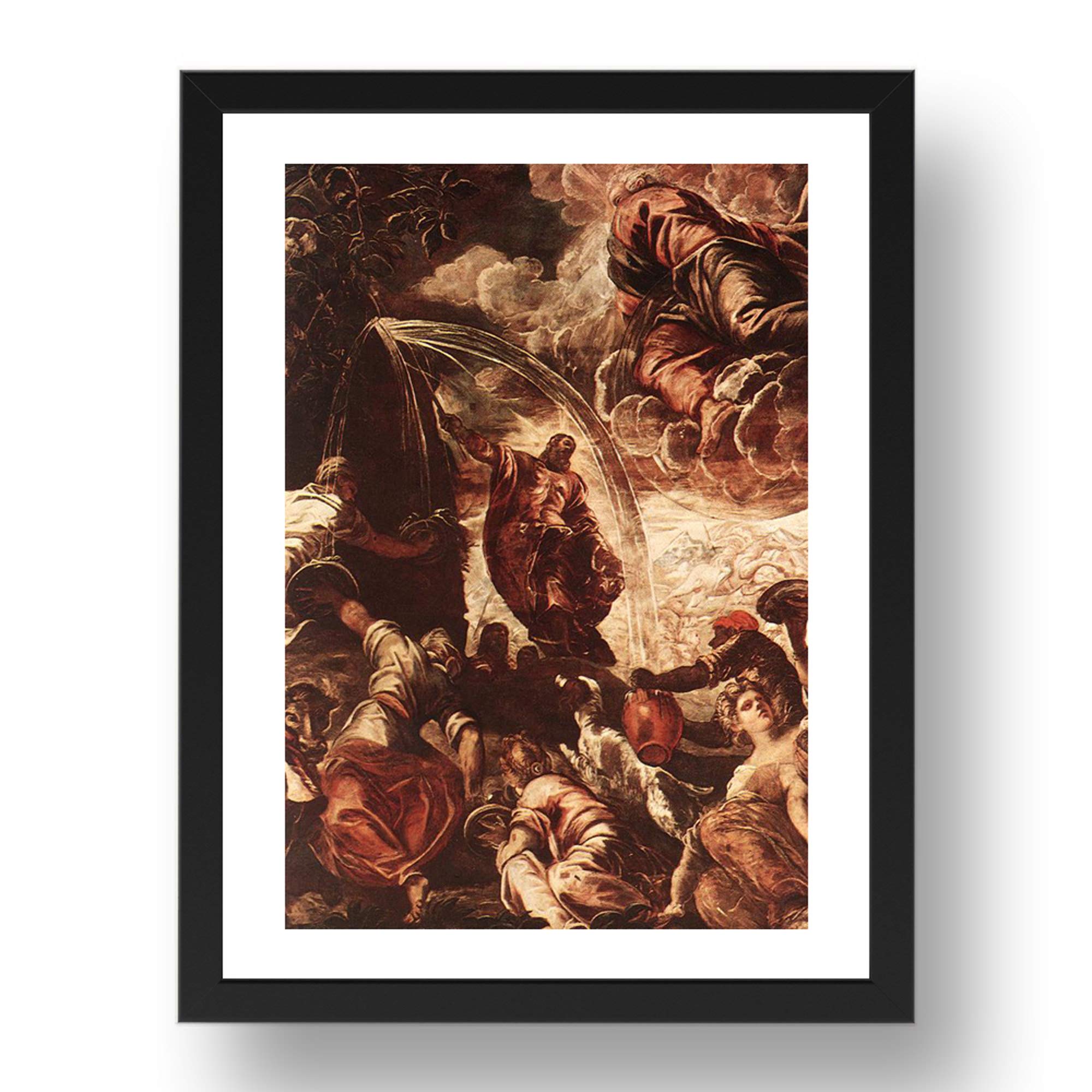 Periodo Prints TINTORETTO Jacopo Robusti: Moses Drawing Water from the Rock d 1, arte vintage, riproduzione A2 in cornice nera 24x17 pollici