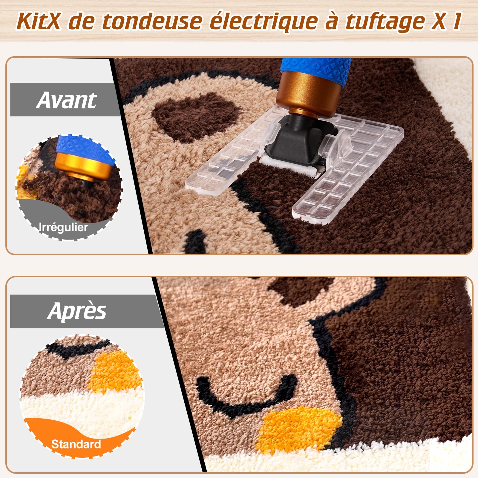BESGEER 2024 Kit Complet Pistolet à Tufting, Kit de Démarrage avec Cadre et Trimmer de Tapis, Pistolet 2-en-1 Velours Coupé/Bouclé, Machine à Tisser Tapis, Trimmer Tufting, Pistolet Touffetage (bleu)