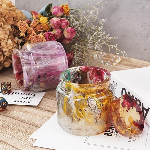 Miniatura 5 de Wehous Juego de 2 moldes de resina para frascos con tapas, caja de almacenamiento de silicona para joyero, portavelas, contenedor de caramelos,