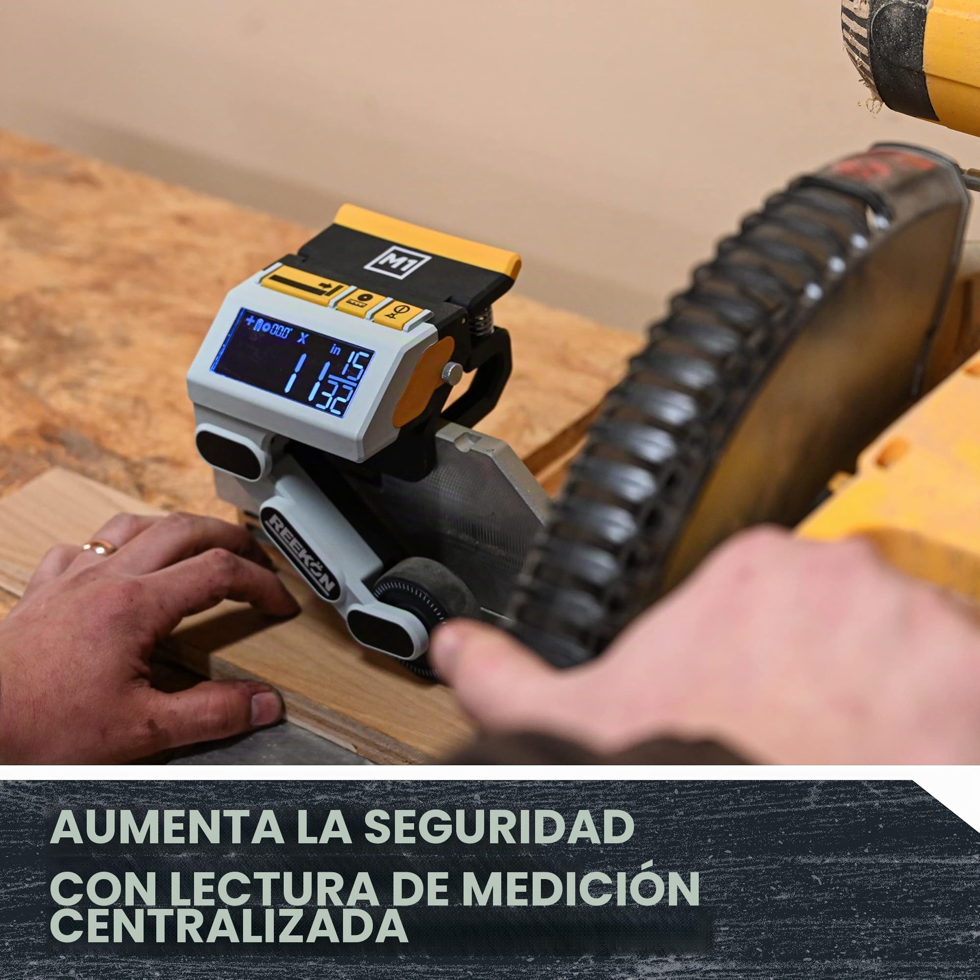 REEKON M1 Caliber Herramienta de medición de calibre para sierras de inglete, picar y sierras de cinta, elimina necesidad de medir y marcar materiales, reduce el tiempo de corte y aumenta la seguridad