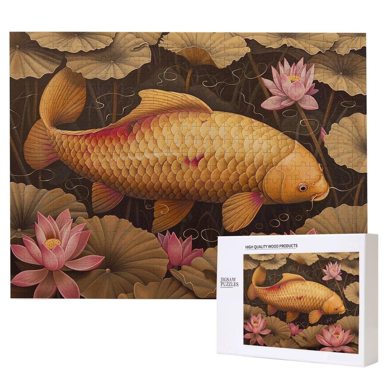 Puzzle dla dorosłych, 3000 sztuk, trudne drewniane puzzle, gra, gra logiczna, gra ręczna, dekoracja rodzinna, kreatywna rozrywka, prezent 81 x 122 cm karp Koi zwierzę K0F-356