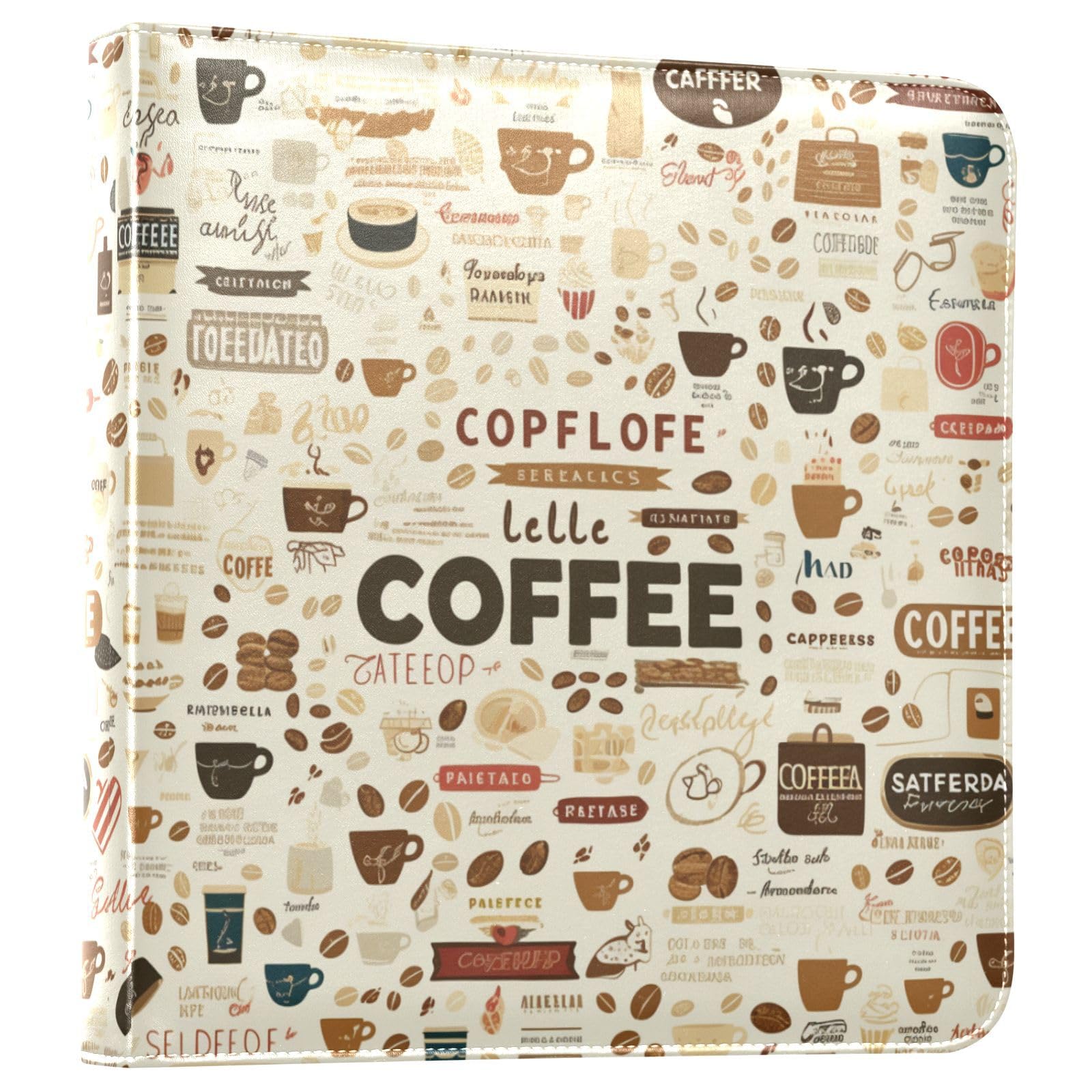 Kigai Cafe Pattern Photo Album Self Adhesive Scrapbook Album Leather Cover DIY Picture Scrap Book with 20 Adhesive Sheets, 11.8x24x0.8 inch