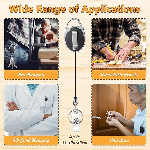 Miniatura 2 de Hiboom Lápiz mecánico de carpintero con soporte retráctil, lápiz de construcción de agujero profundo con 24 recambios y sacapuntas integrado,