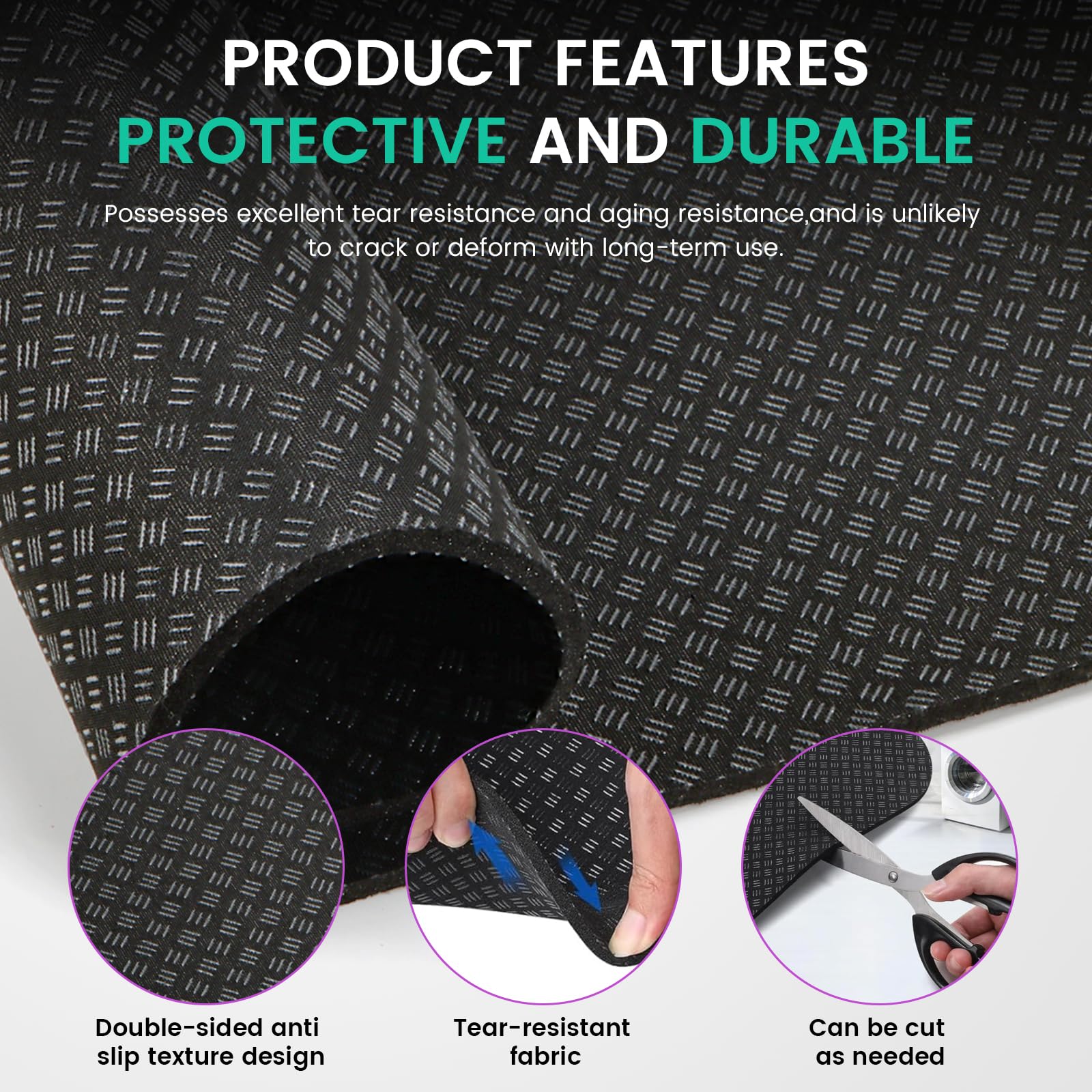 Tapis anti-vibration pour machine à laver, 60 x 60 cm, double face, antidérapant, découpable, pour machine à laver, sèche-linge, appareils de fitness - 4