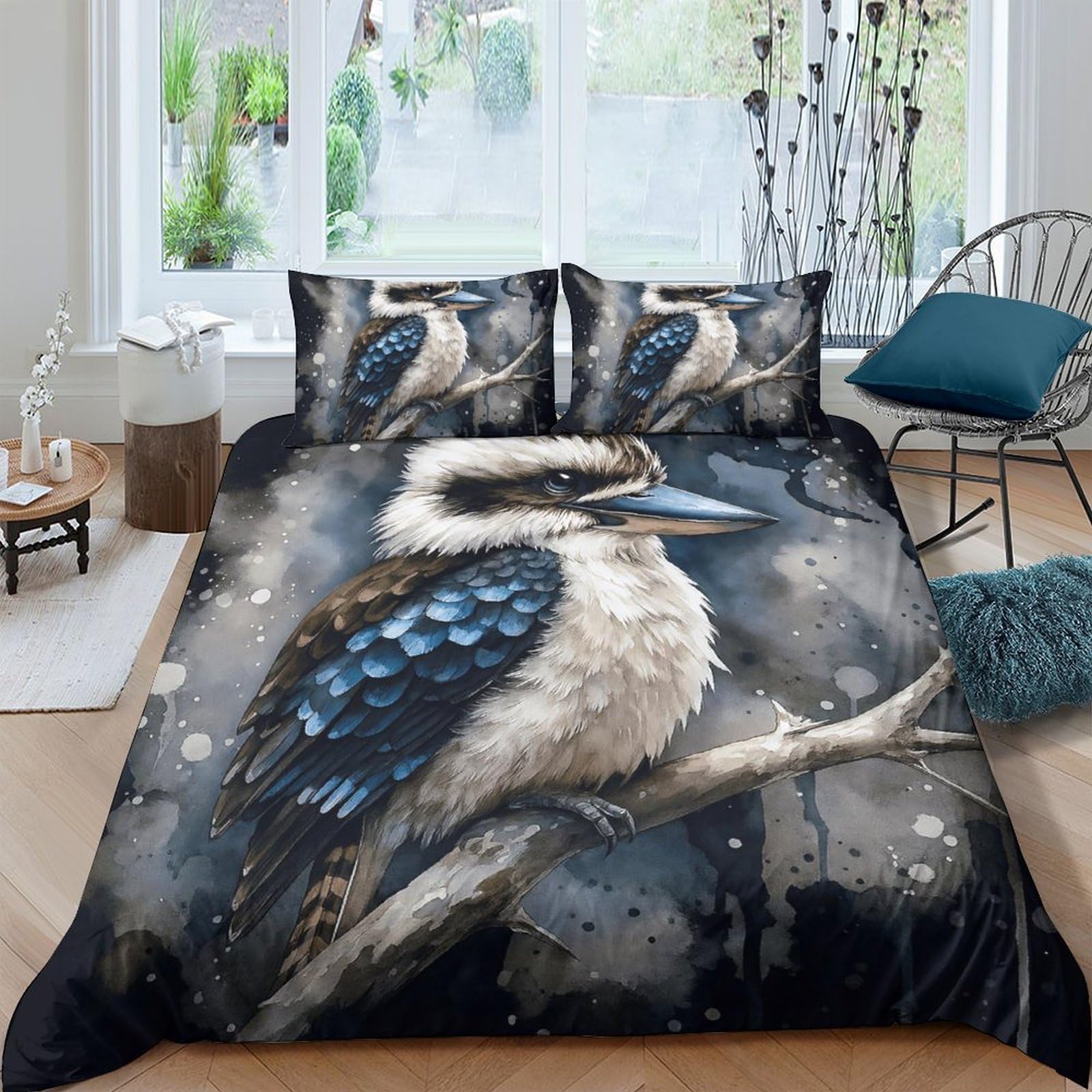 Ctjqhvkz Style-7 3D Printed Kookaburra Bird Fitted Sheet Microfiber Soft Nature Forest Bed Sheet For Bedroom Guest Room Decor Single（135X200cm）
