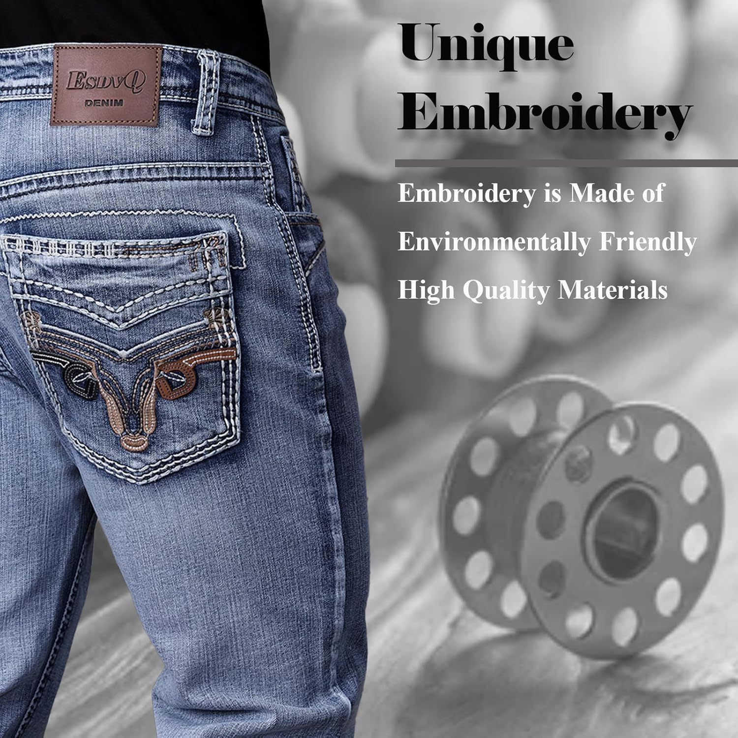 Men's Embroidered Relaxed Fit Jeans with Comfort Flex Waist Stretch Denim Casual Jeans Unique Design Classic Fit for Men - Image 4