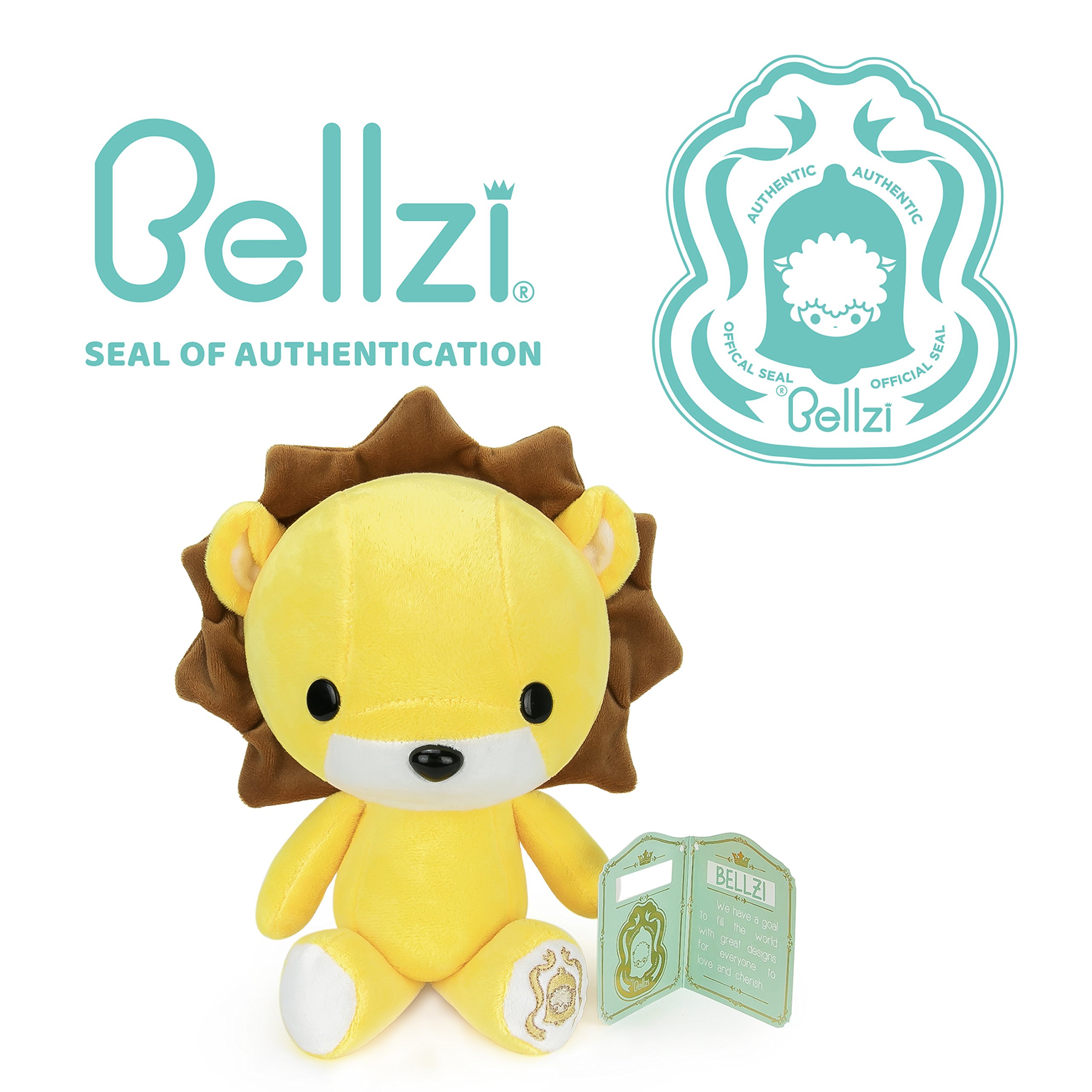 Bellzi Yellow Lion Cute Stuffed Animal Plush Toy Adorable Soft Lion