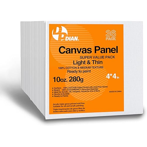 Canvas Boards for Painting 36Pack, 4 inch x 4 inch Super Value Pack, Artist Canvas Panels for Oil & Acrylic Painting
