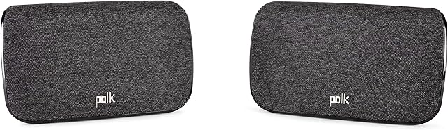 Polk Audio SR2 Wireless Surround Sound Speakers for React Soundbars, Active Speakers for Home Cinema Sound System, Dedicated L & R Speaker, Wall Mountable