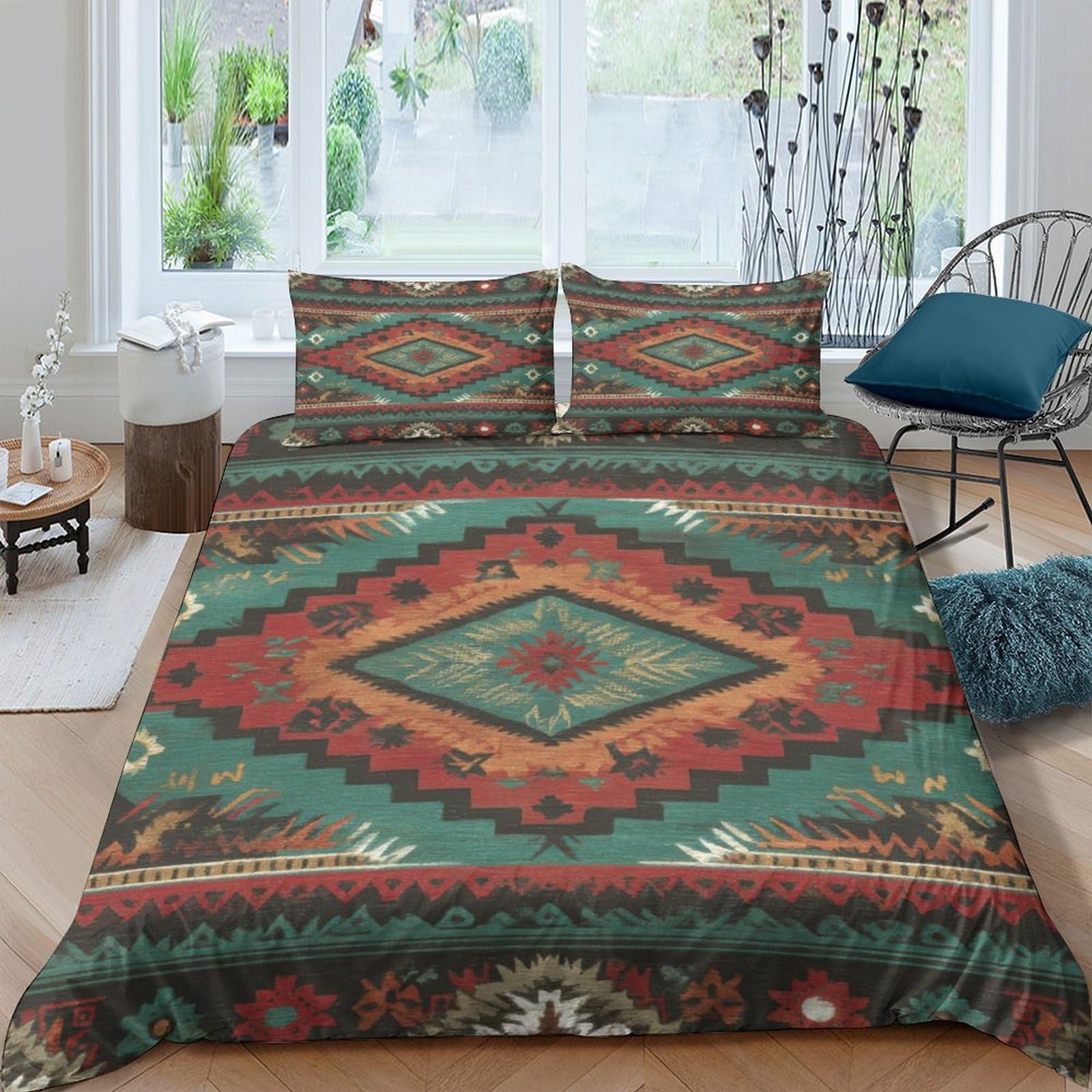 Ctjqhvkz Style-7 3D Printed Tribal Geometric Fitted Sheet Microfiber Soft Breathable Aztec Pattern Mattress Cover For Bedroom Guest Room Decor Single（135X200cm）