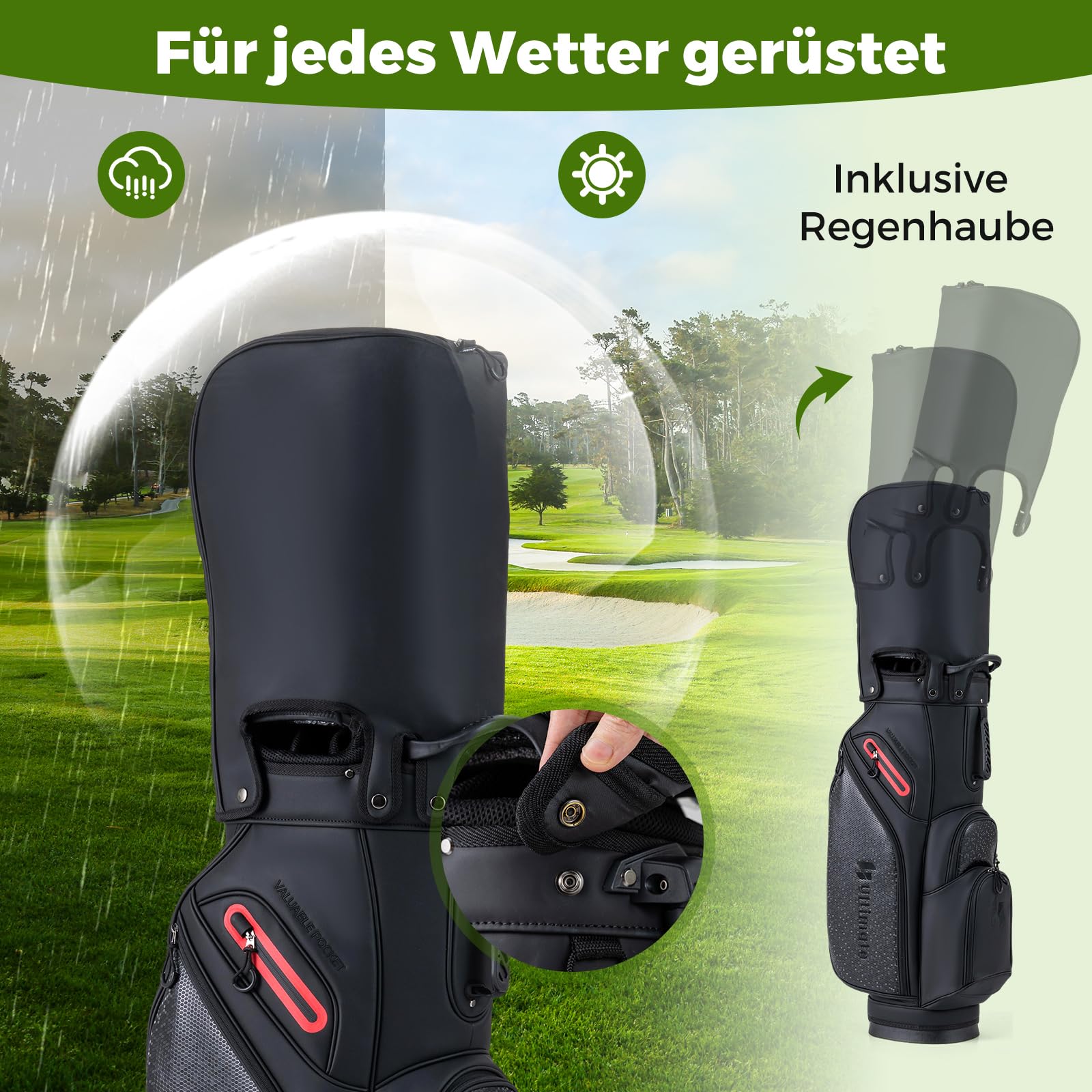 COSTWAY 11 teiliges Golfschläger Set Herren, Golf Set für Rechtshänder mit Golftasche, Golfschlägersätze inkl. 1 Driver, 3 Fairway, 4 Hybrid, 6-SW Eisen,3 Kopfhauben, Putter & Regenhaube