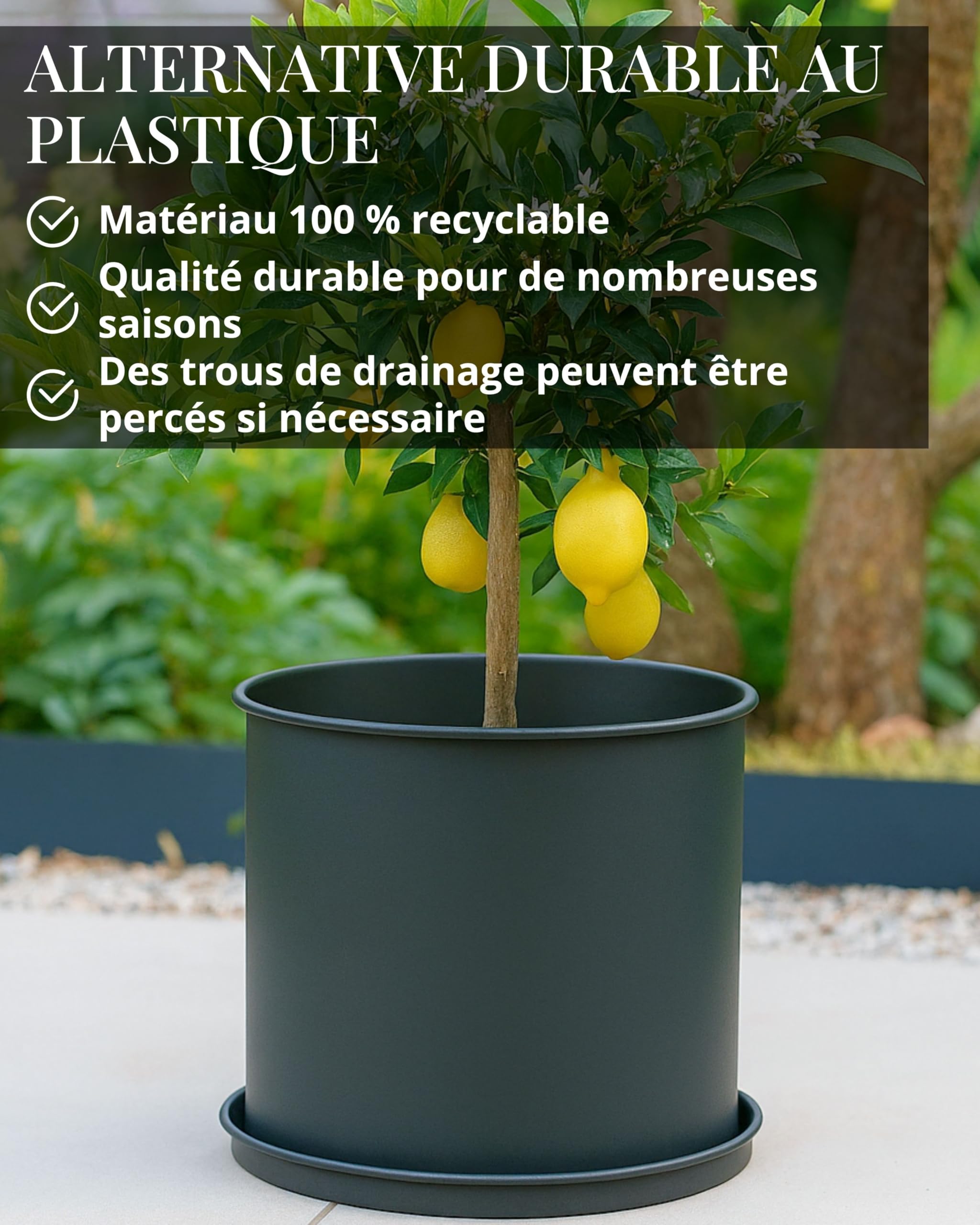 Livlig53 LIVLIG Ensemble de pots de fleurs avec soucoupe, pot de 25 cm de diamètre et pot de fleurs de 30 cm de diamètre et pot de fleurs de 40 cm de diamètre, grand pot de fleurs extérieur et