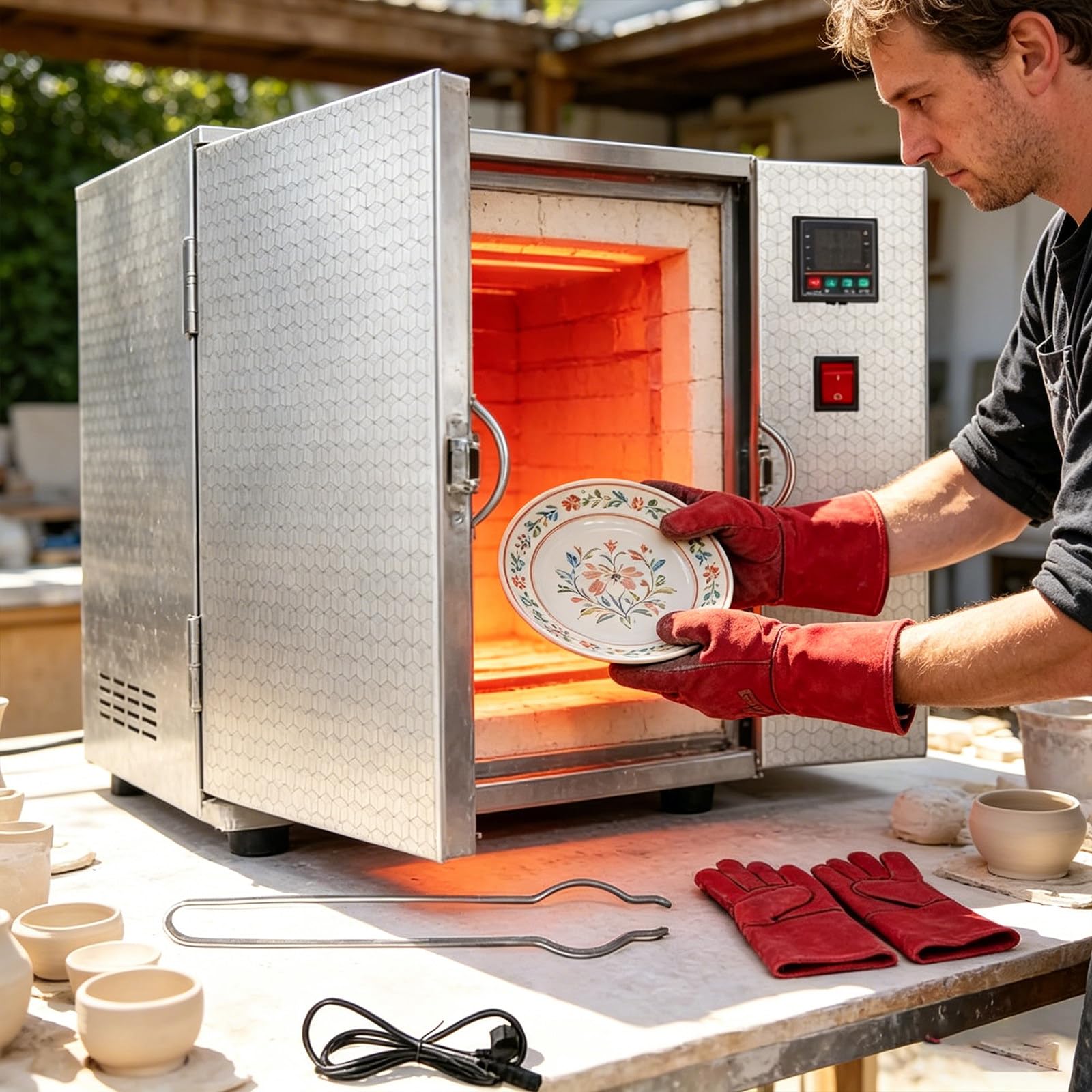 Forno Professionale per la Cottura della Cera da 1500 W, Forno Elettrico ad Alta Temperatura, Forno Elettrico Digitale con Controllo della Temperatura, Forno ceramico a 7 Ripiani 110V
