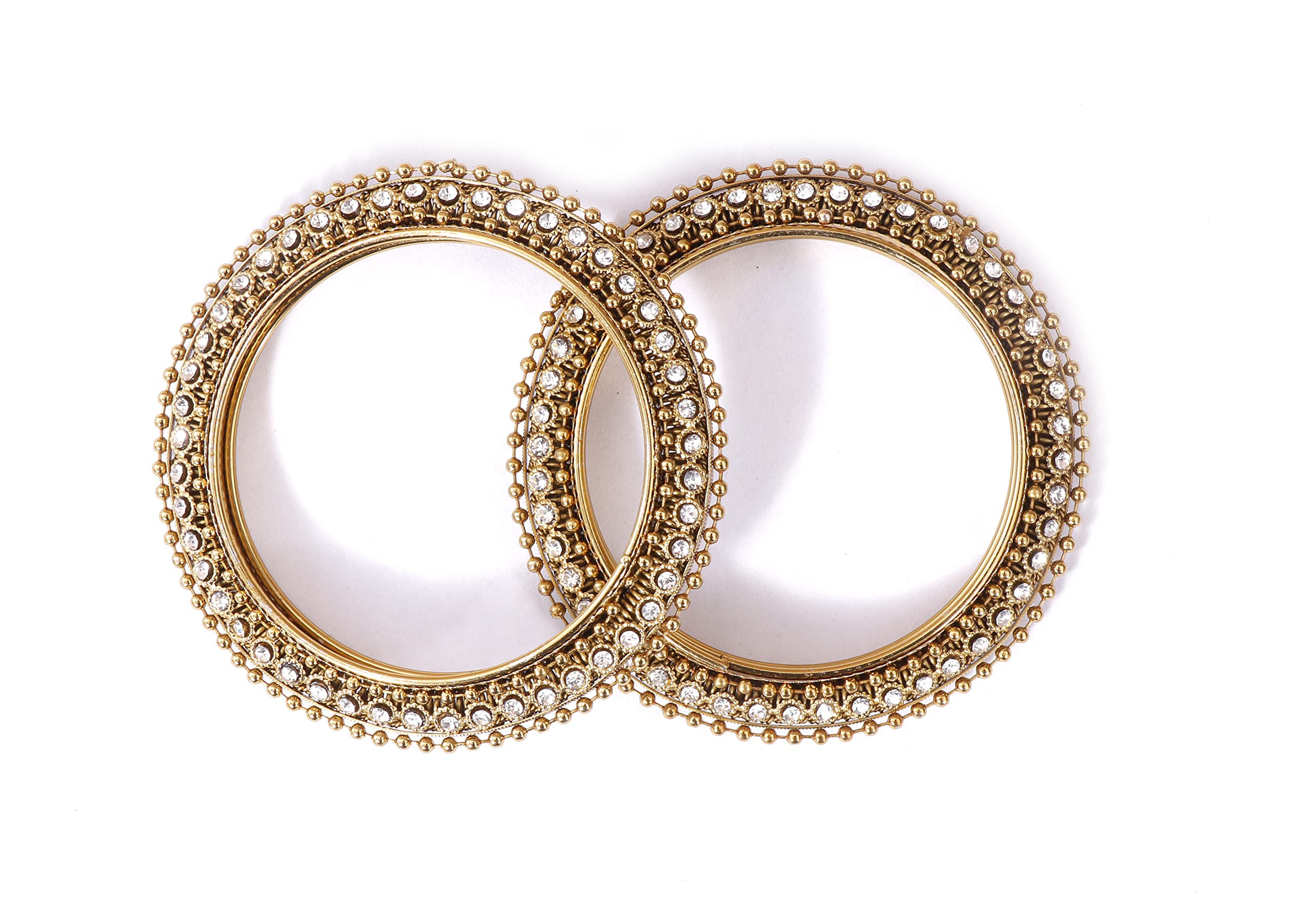 Shivarth Metal Bangles Gold Plated Sleek Kade Kundan, Kangan Beads Design & Studded Golden Colour Bangles for Women and Girls (Pack of 2) (2.4) (B09P3HPRD9) Amazon Price History, Amazon Price Tracker