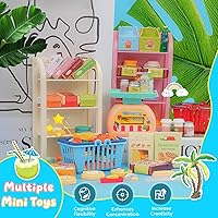 Vista 2 de 196Pcs Mini Shopping Cart Basket Trolley Grocery Game Model Miniature Drink Bottle Food Pizza with Box Supermarket Metal Handcart Toy Doll House