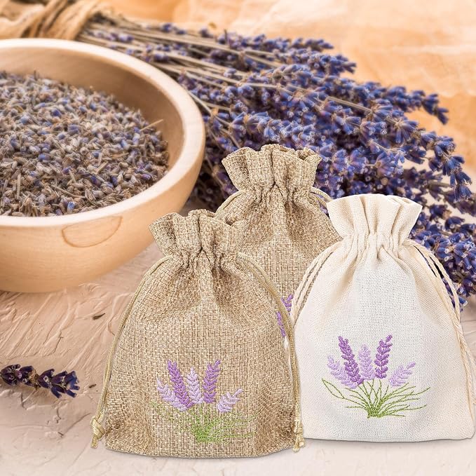 12 Bolsas Lavanda de Lino y Lienzo con Cordón miniatura 2