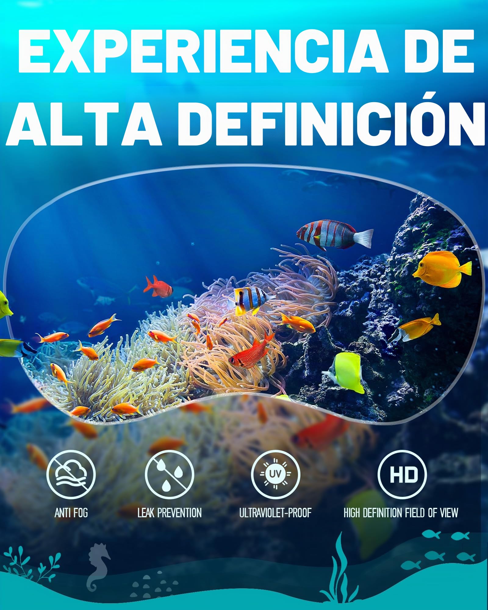 Gafas de Buceo para Niños, Gafas de Natación Antiniebla y a Prueba de Fugas, Máscaras de Buceo Nasal Panorámicas de Alta Definición de 180 °, Adecuado para 4-14 niños y niñas