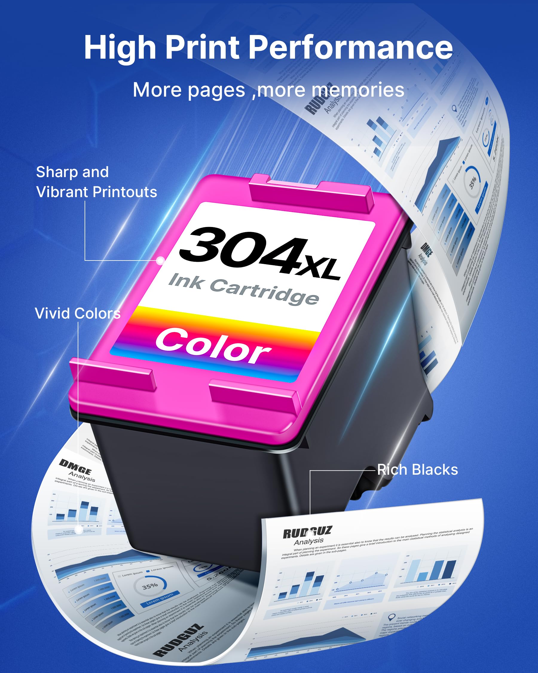 304 XL 304XL Cartucce Sostituzione per HP 304 Nero e Colore d'inchiostro per HP 304 per HP Deskjet 3750 3760 3762 2630 3700 3720 2600 Envy 5030 5032 5010 5000 Stampante (Nero Tri-Colore, 2-Pack)