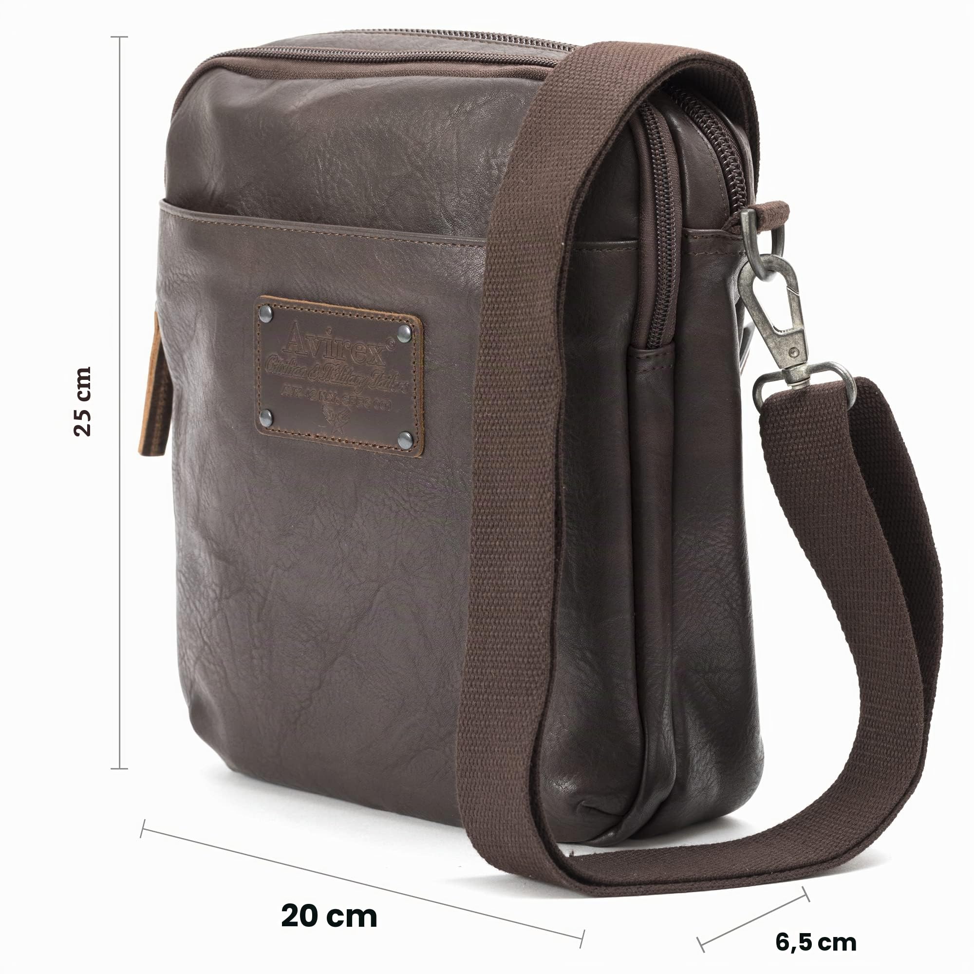 Avirex Borsello Uomo a Tracolla in Eco Pelle, Borsa a Tracolla Uomo Impermeabile con Tasche a Zip in Stile Militare, Collezione Buffalo BFL03
