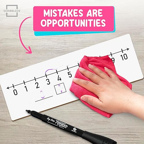 Miniatura 6 de SCRIBBLEDO Pizarra blanca de doble cara con línea numérica de borrado en seco de 4 x 12 pulgadas, con línea numérica de 0 a 10 en un lado 0-20 en el