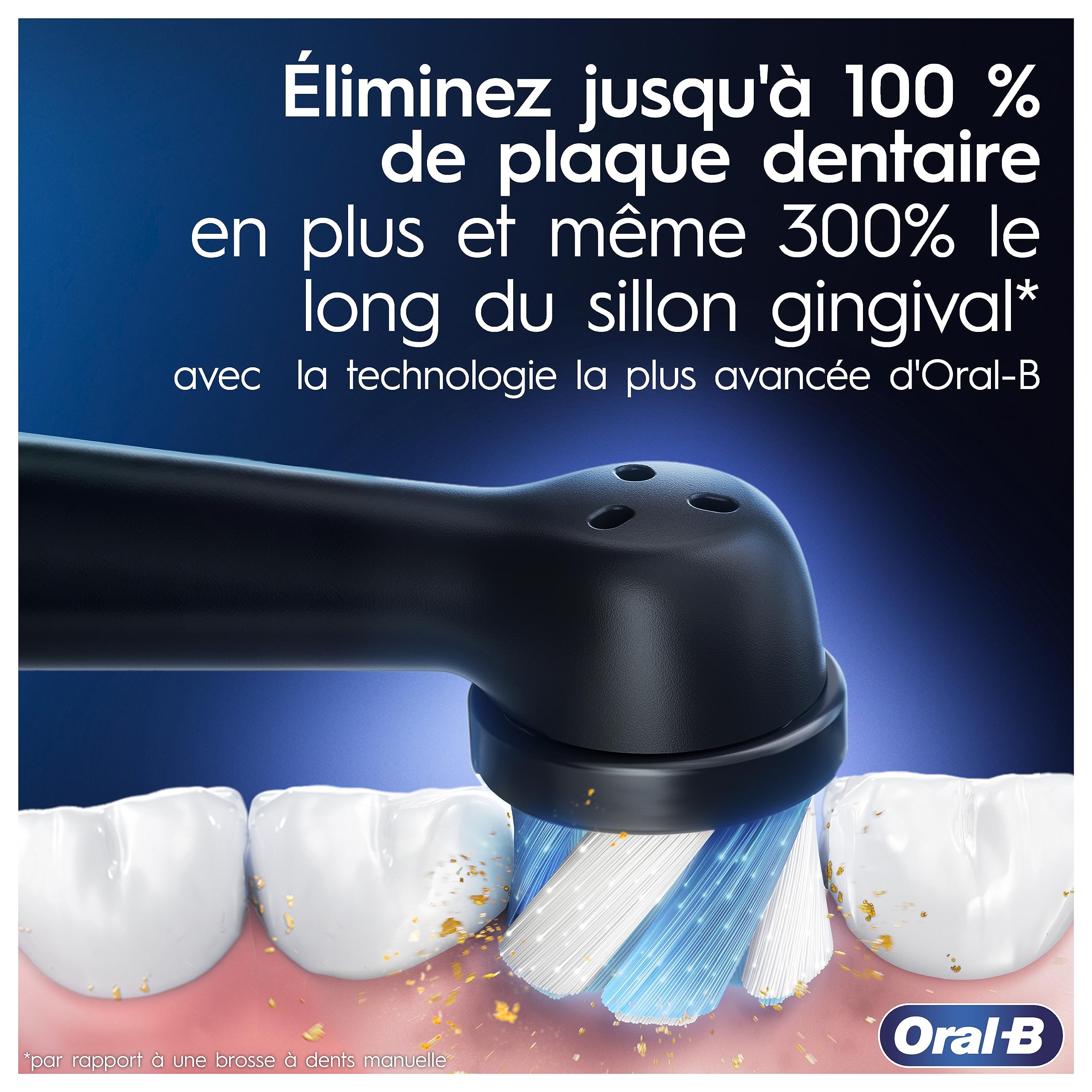 Oral-B Brosse à Dents Electrique iO 9, Brossette de Rechange, Noire – 7 Modes de Brossage dont Blancheur, Soin Gencives, Charge Rapide de la Batterie, Capteur de Pression, Etui de Voyage