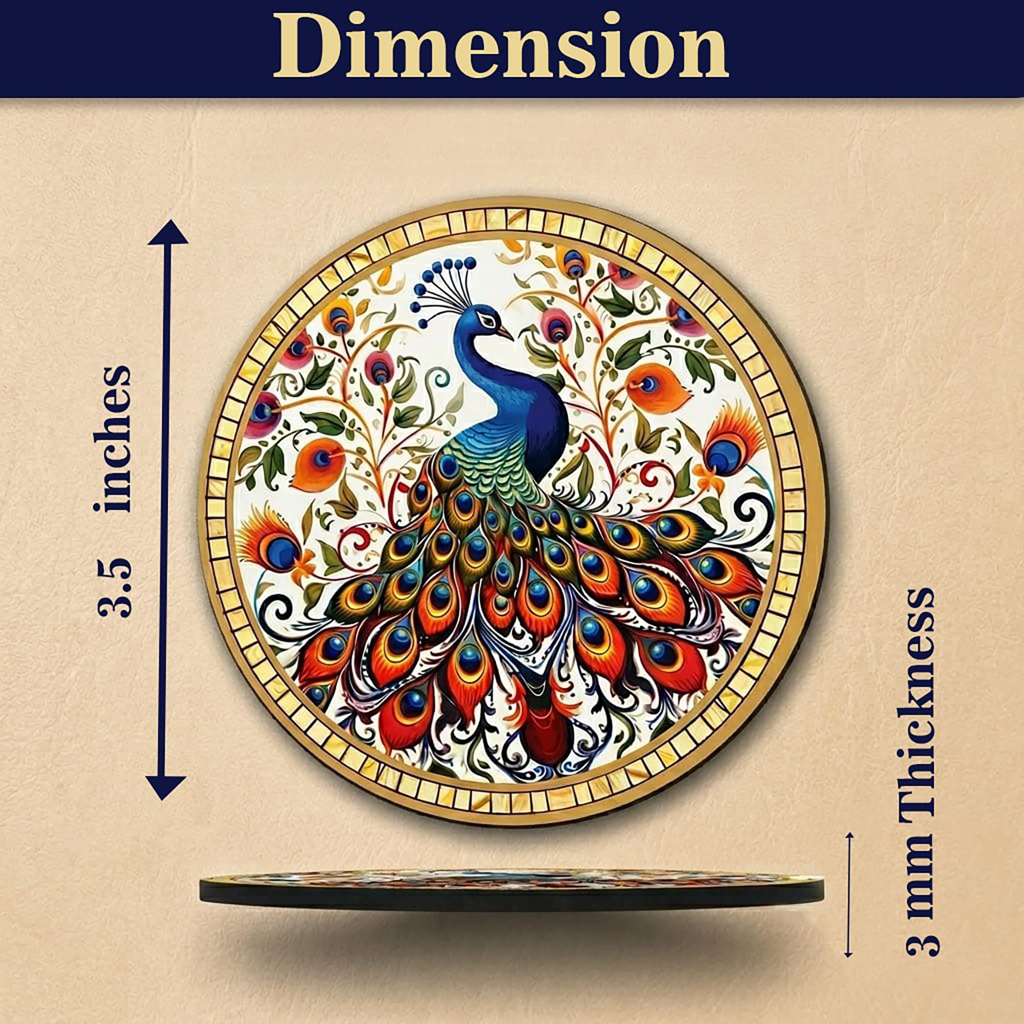 Royal Peacock Coasters - Mandala Art Table Protection -4