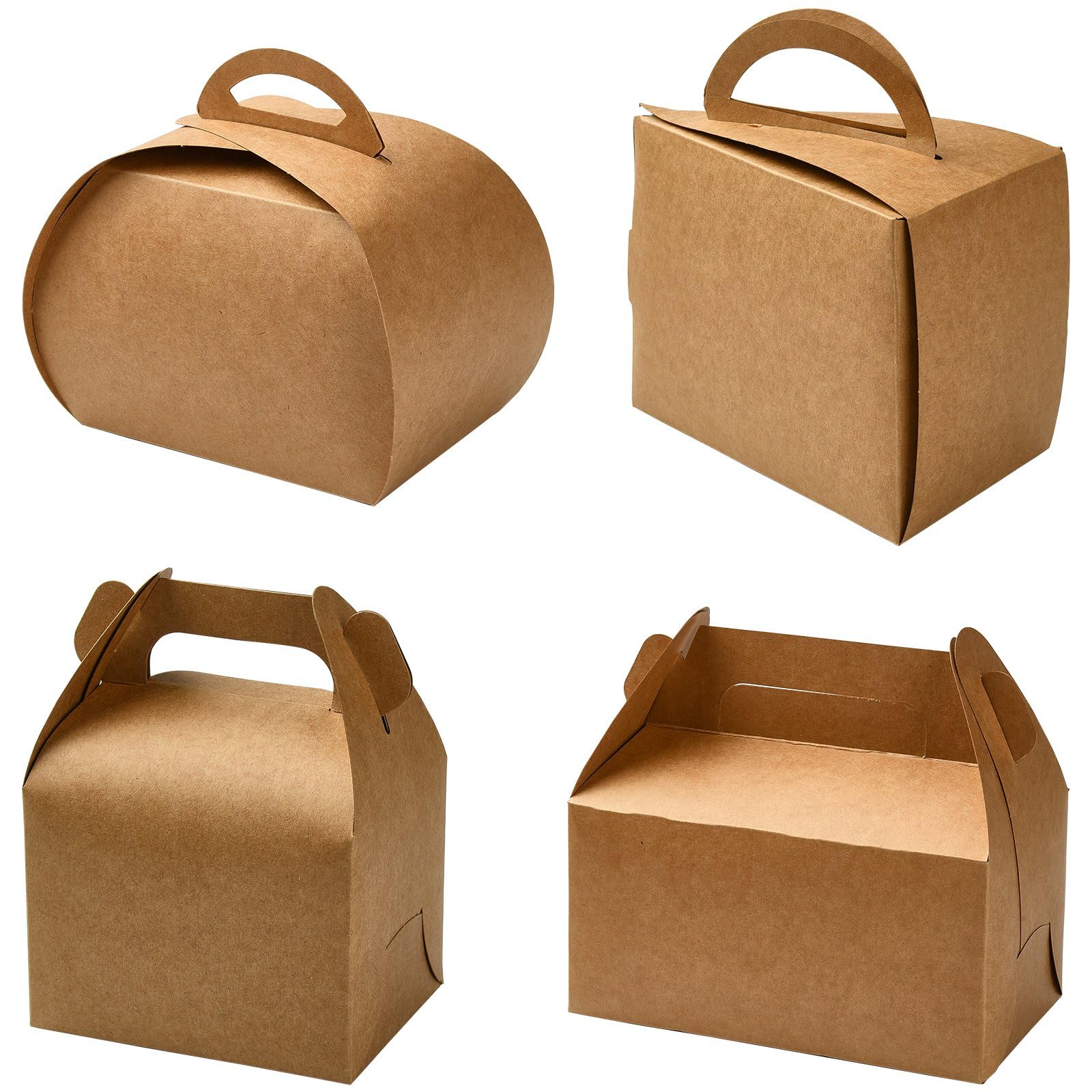 UR URLIFEHALL 40 Pcs 4 Styles Brown Kraft Paper Cupcake Boxes with Handle Portable Bakery Treat Boxes for Cake Bread Packaging Party Favour — image 1