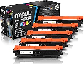 Mipuu 5 Toner Cartridges Compatible with Brother TN-241 TN-245 Black, Cyan, Magenta, Yellow for DCP-9015cdw DCP-9020cdw HL-3140cw HL-3150cdn HL-3150cdw HL-3170cdw MFC-9130cw MFC-9140cdn MFC-9330cdd w