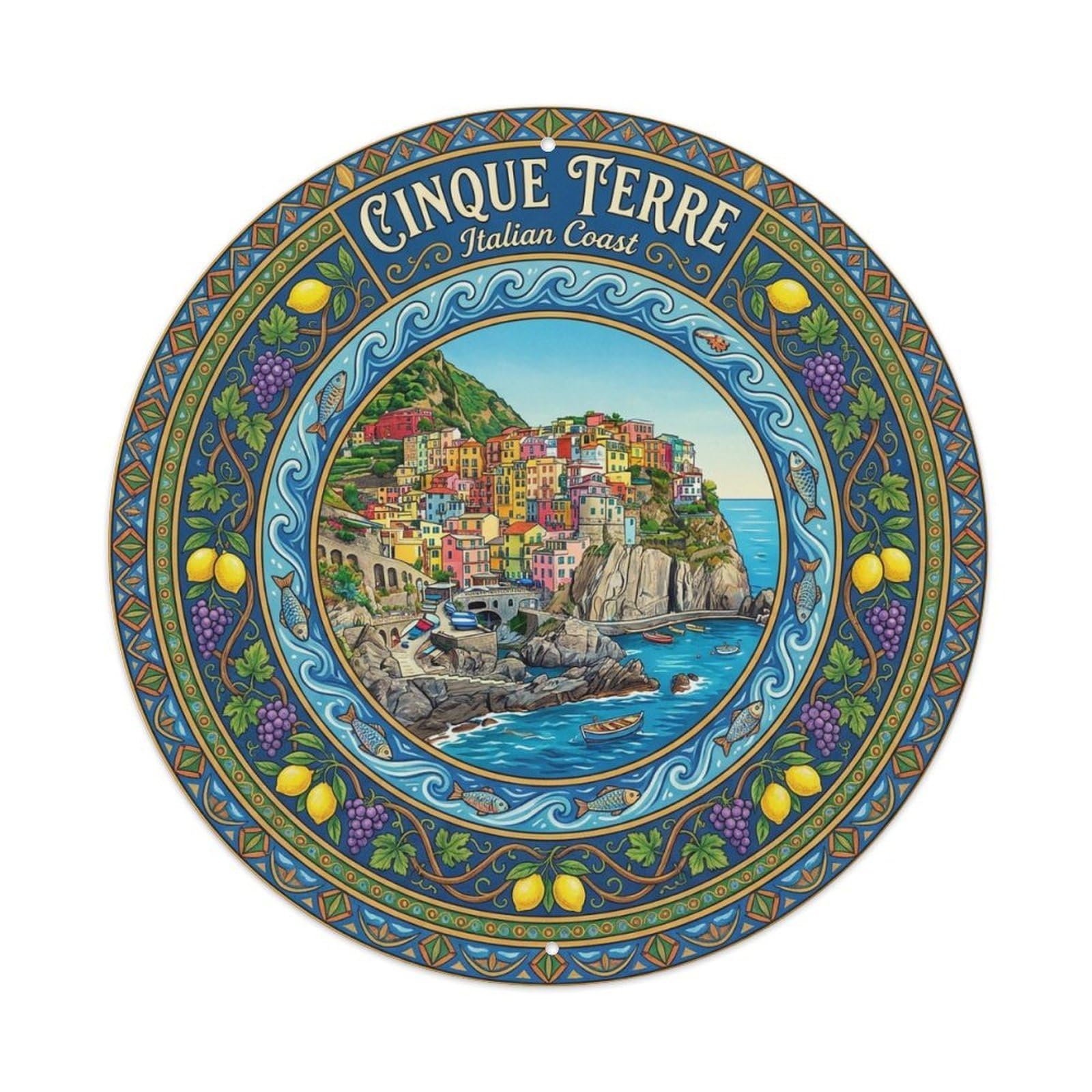 Vintage Travel Cinque Terre Italy Positivity Metal Tin Sign