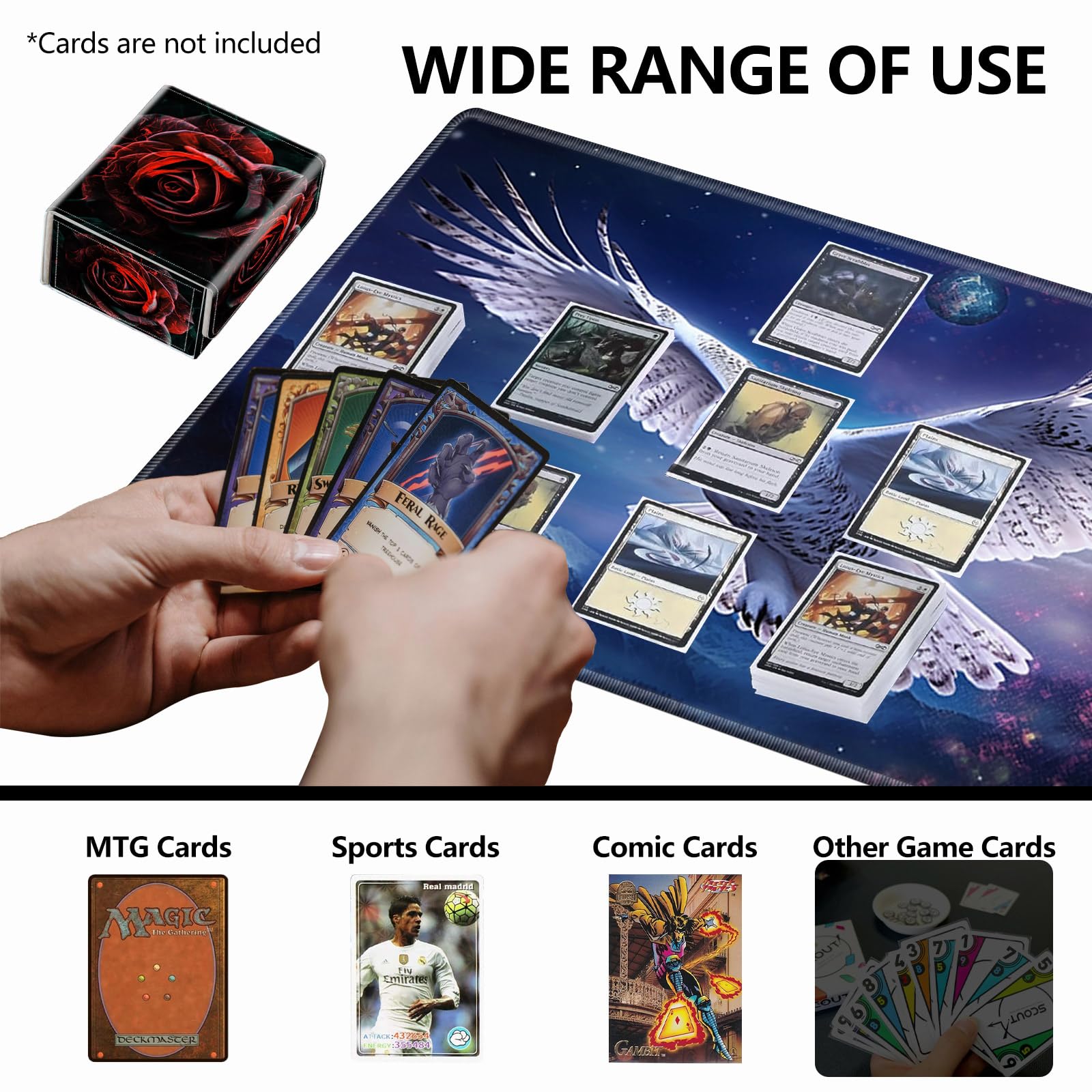 Amazon.com: Strong Magnet Card Case Deck Box Mtg Card Box Playing Card Box  Magic Deck Box Tcg Up to 200 Cards Creative Pattern Trading Card Storage  Box for Collectible Card Games, Black