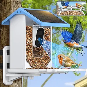 Solar Powered Bird Feeder Camera, Outdoor Smart Feeder with 4 MP HD Auto Capture Bird Videos, Real Time Views and Notifications, Ideal asin的图片